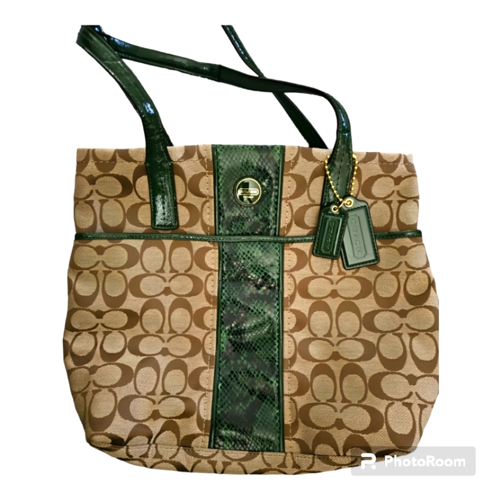 Coach Signature Python Striped Tote - image 1